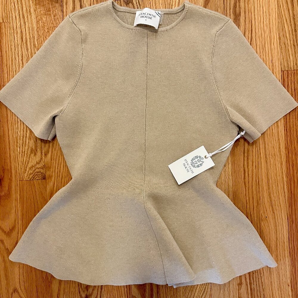 Hyacinth House Tan Knit Phoebe Peplum Top - Small